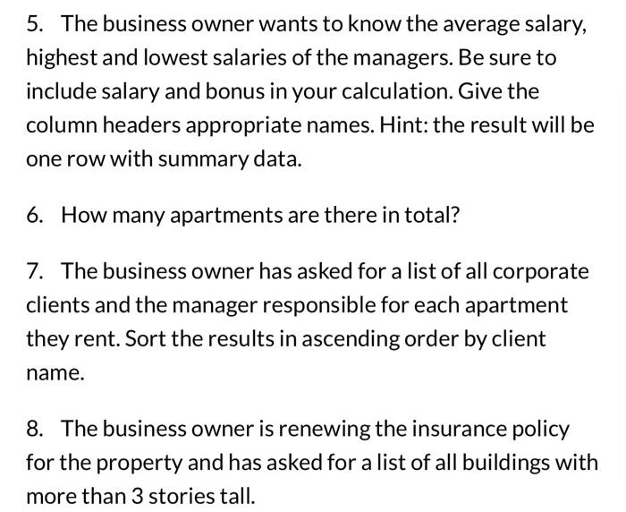 1. The business owner has asked for a list of all staff.