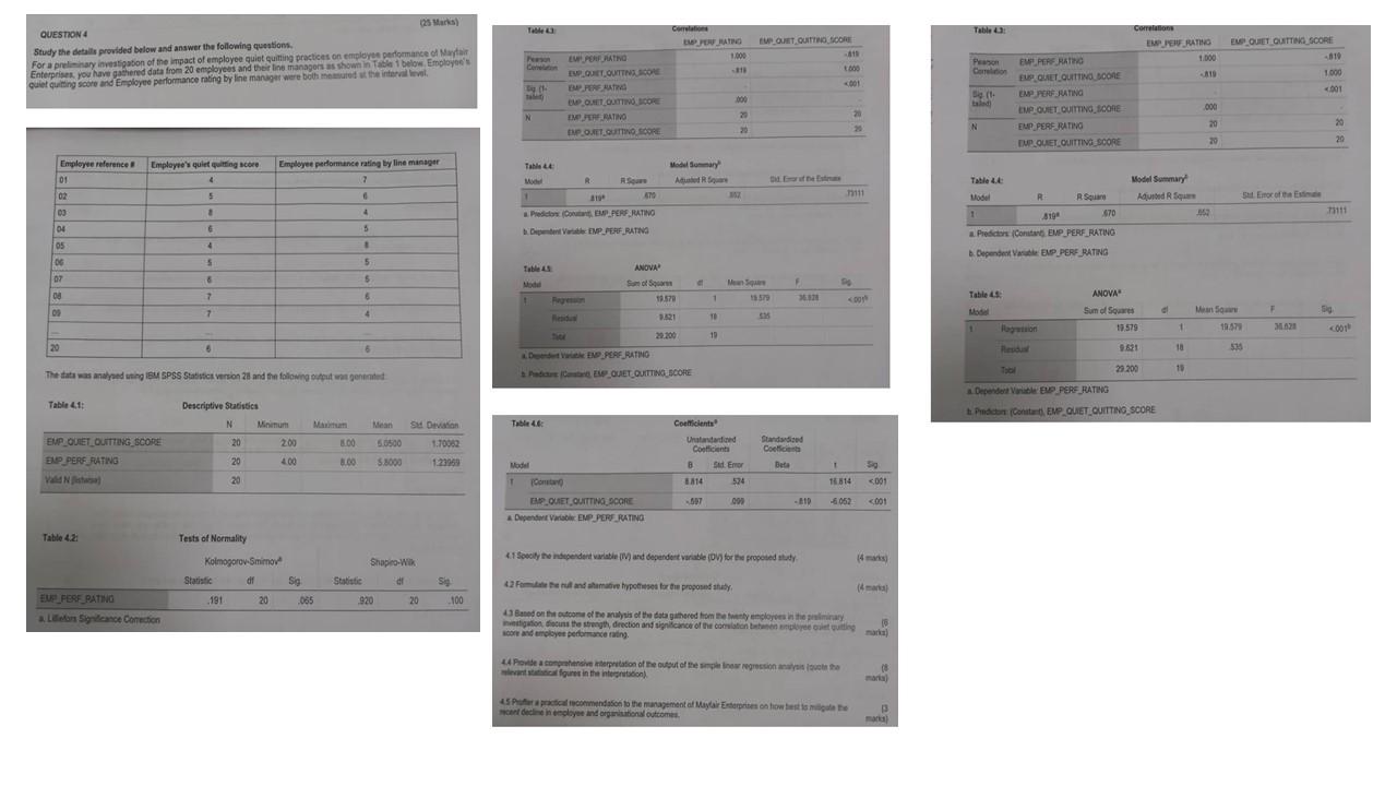 QUESTION 4 Study the details provided below and answer the following questions.