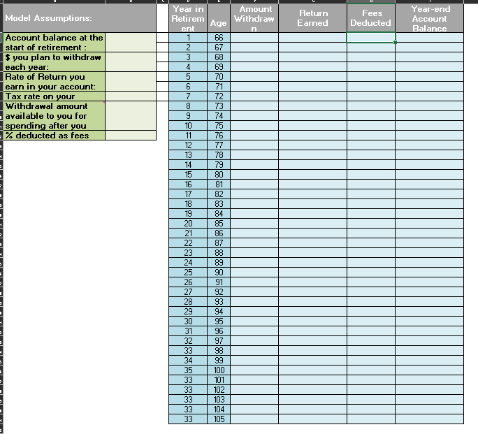 have accumulated in your retirement account. The model will be based on