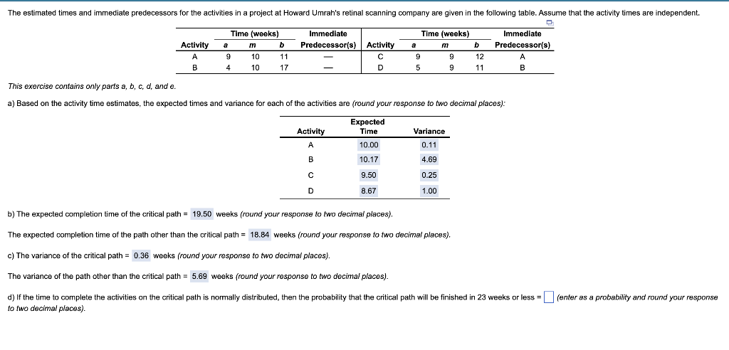  This exercise contains only parts a,b,c,d, and e. a) Based on