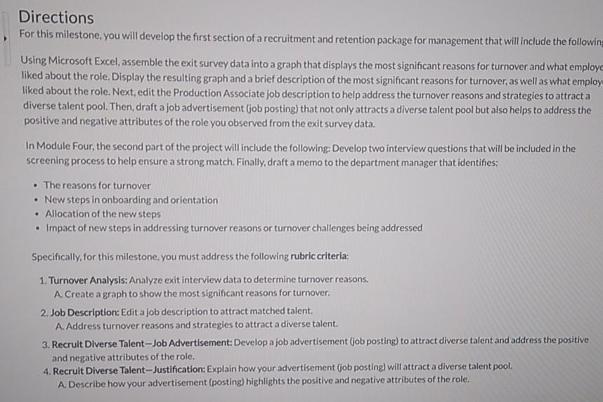  Directions For this milestone, you will develop the first section of