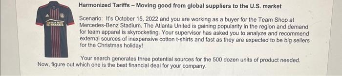 the following steps: Harmonized Tariffs - Moving good from global suppliers to