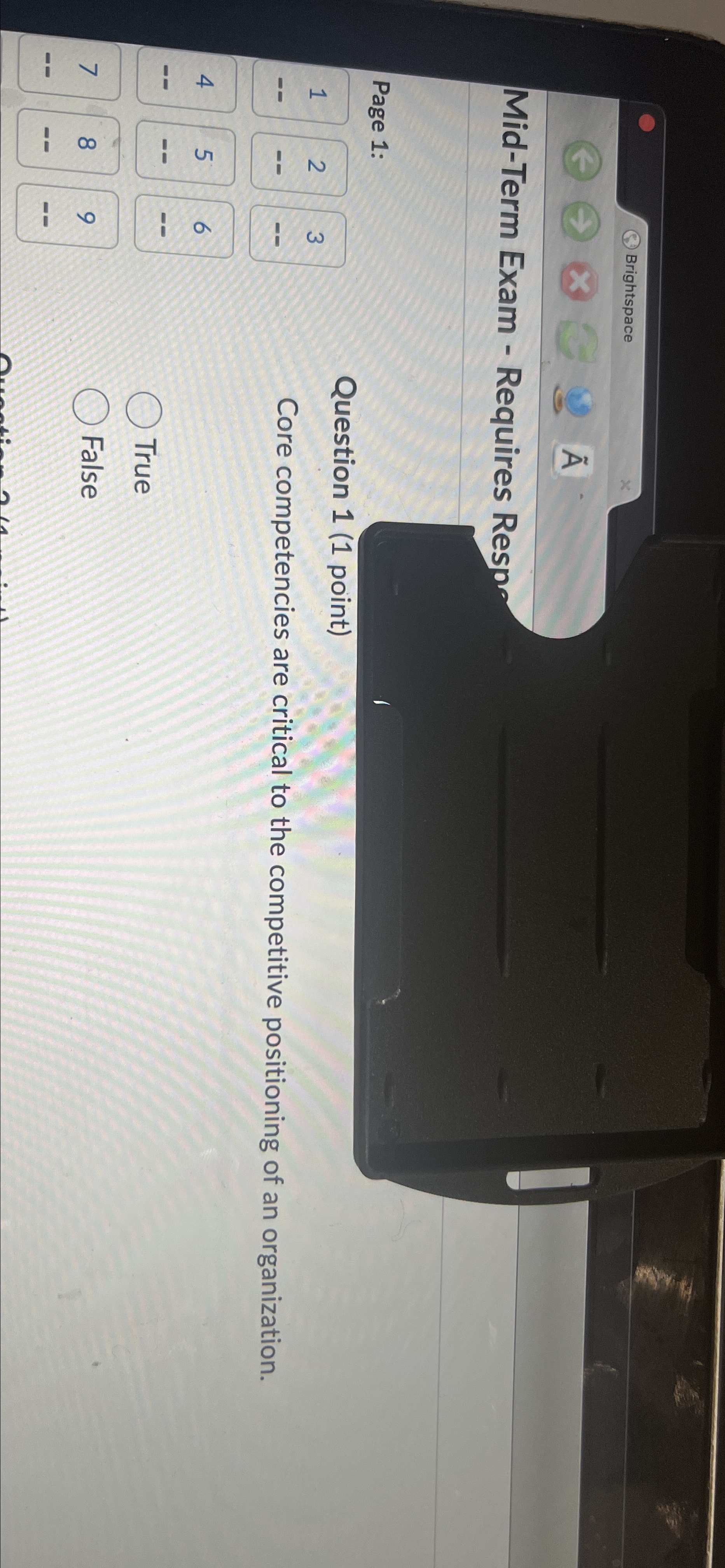  Mid-Term Exam - Requires Resn Page 1: 12 Question 1(1 point)