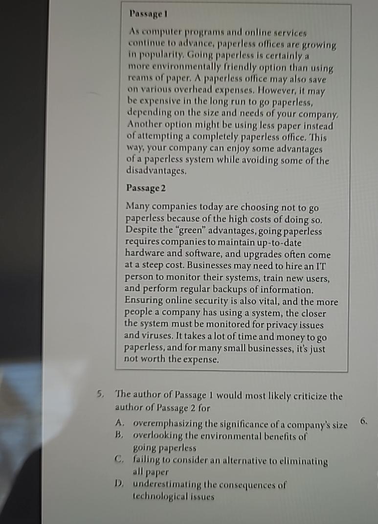  Passage I As computer programs and online services continue to advance,