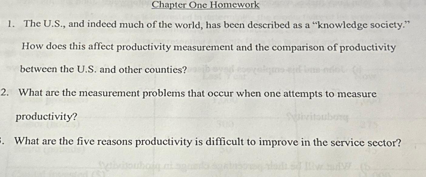  Chapter One Homework The U.S., and indeed much of the world,