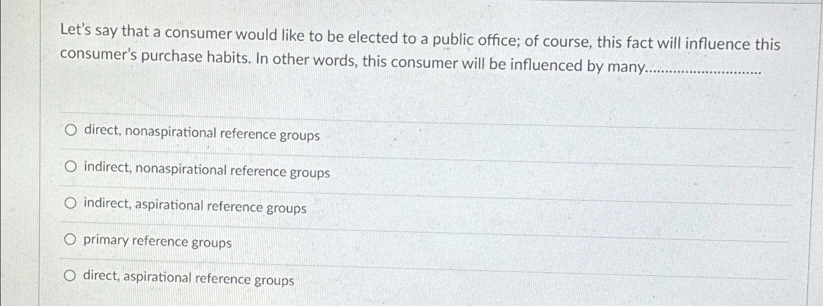  Let's say that a consumer would like to be elected to