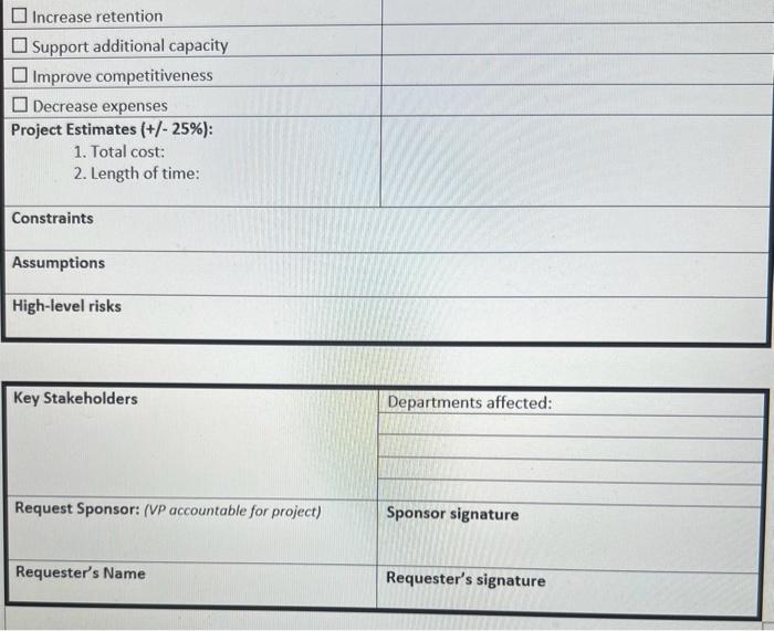 not very straight forward. Project Work Request (Business Case) \begin{tabular}{|l|l|} \hline Title