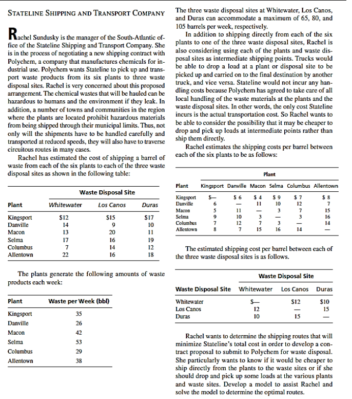 Please create the model and solve in Excel clearly mentioning what are