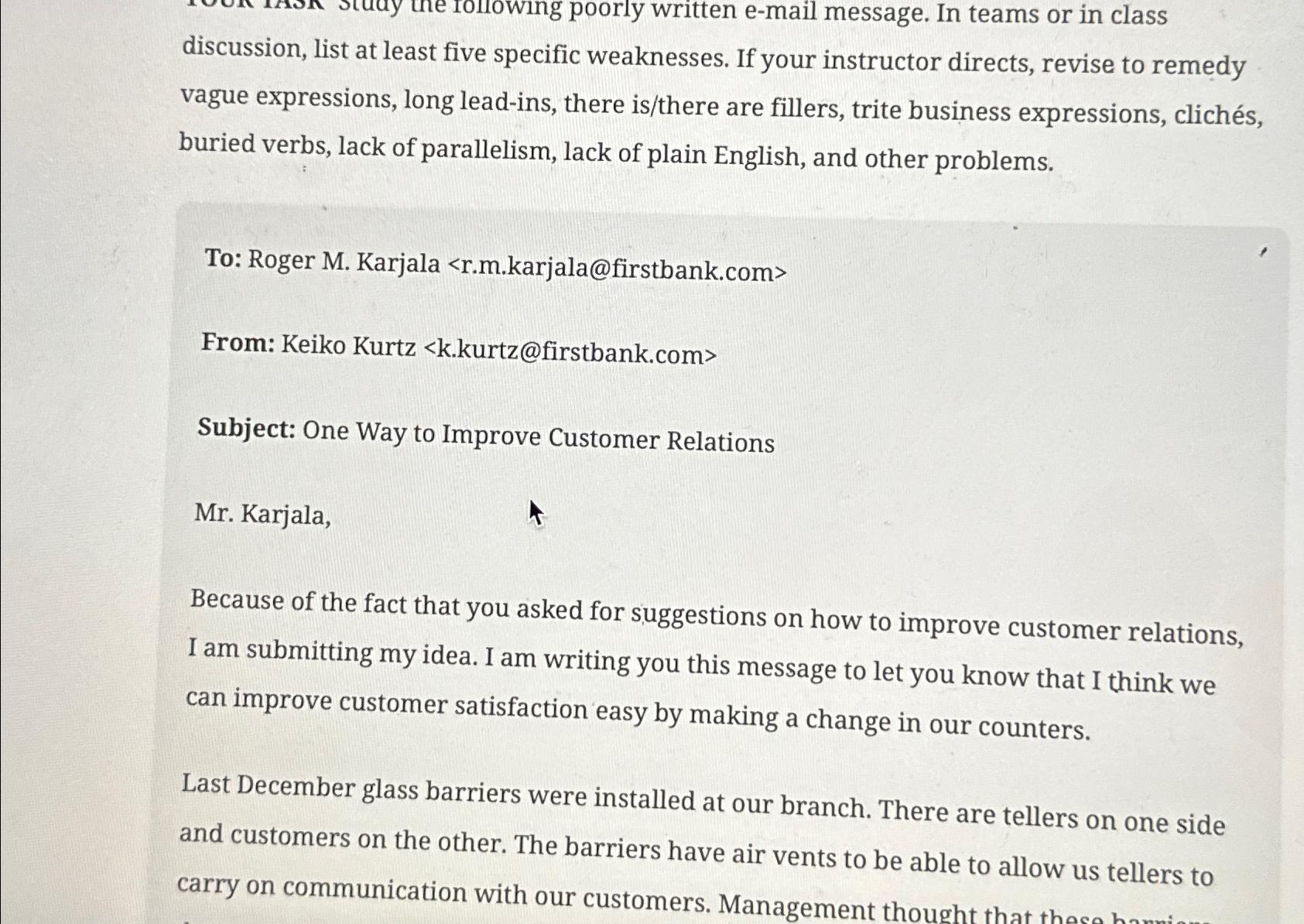  discussion, list at least five specific weaknesses. If your instructor directs,