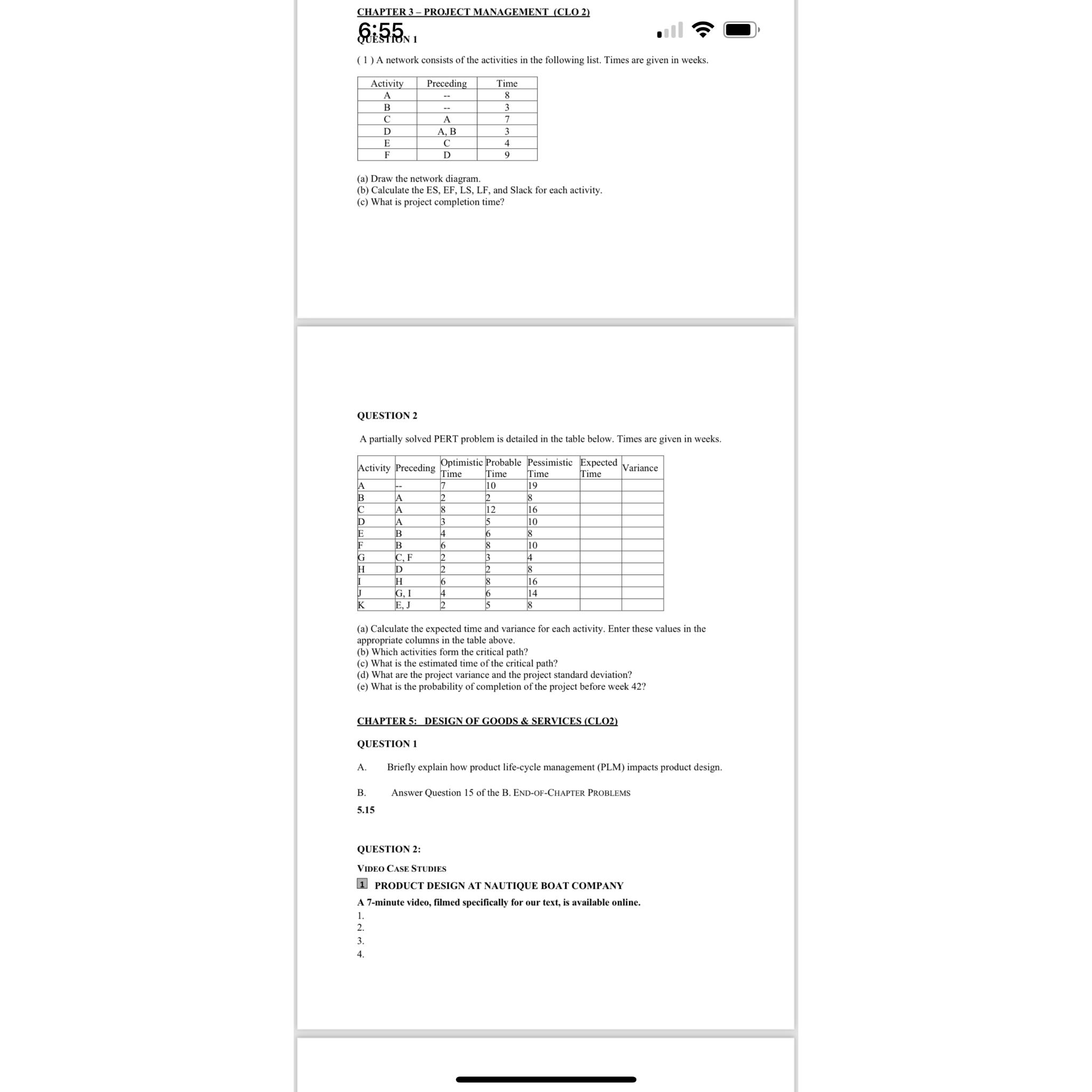  CHAPTER 3- PROJECT MANAGEMENT (CLO 2) 6:5:5.KN1 (1) A network consists