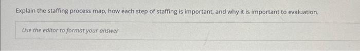  Explain the staffing process map, how each step of staffing is