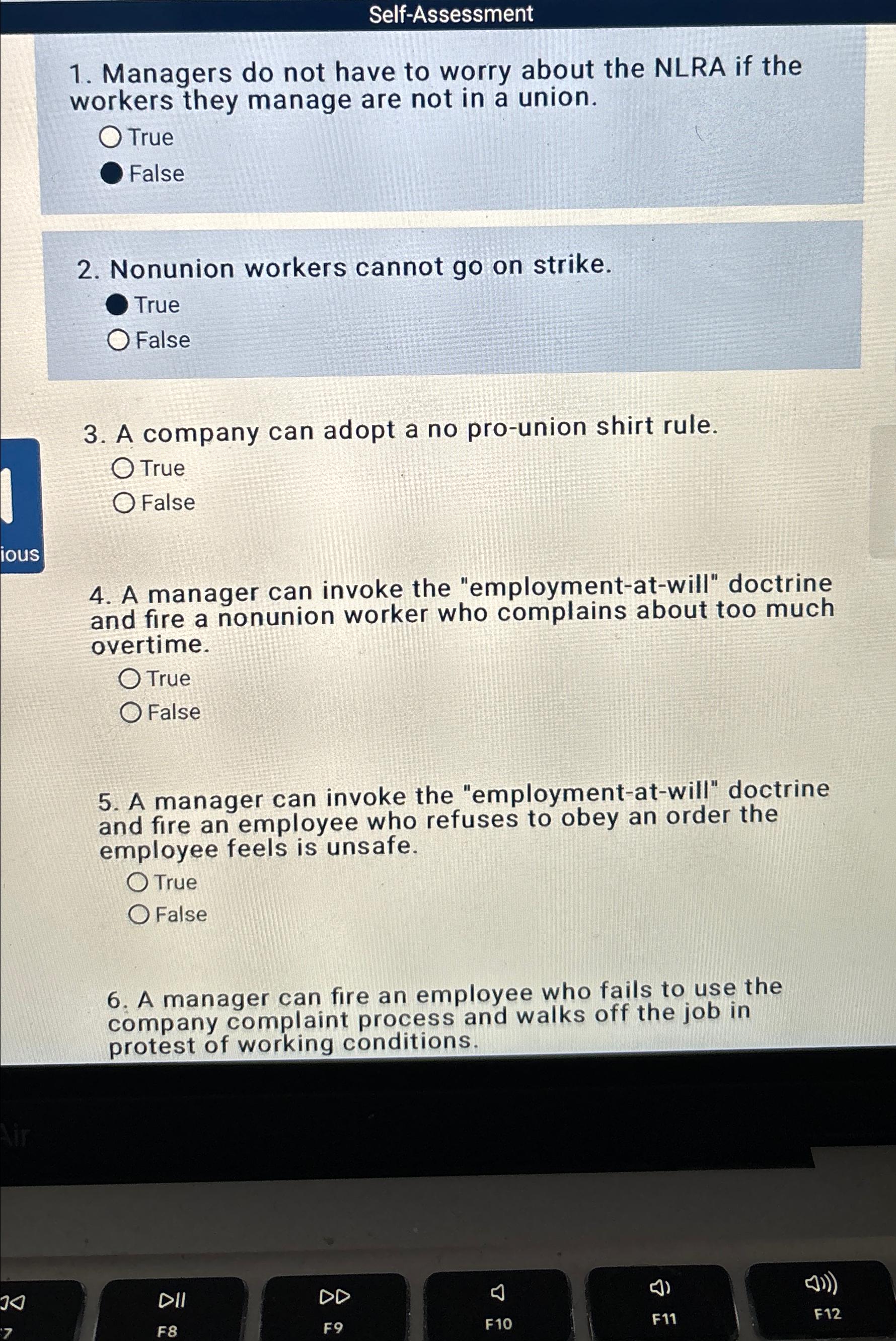  Self-Assessment Managers do not have to worry about the NLRA if