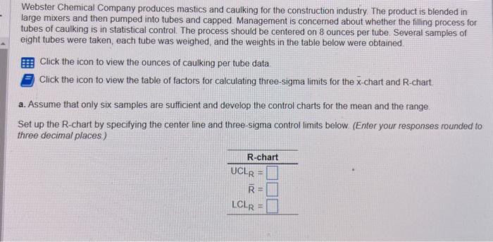  please show how to do on excel if possible Webster Chemical
