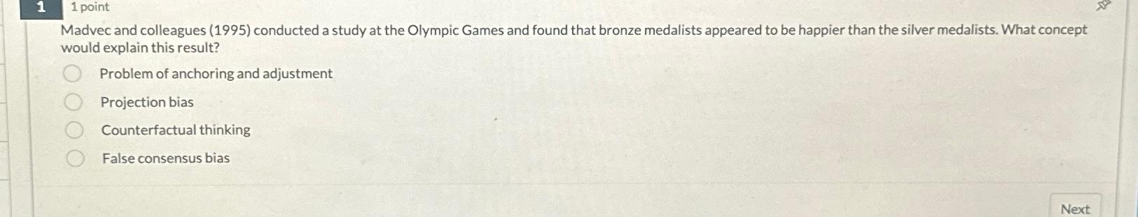  1 point Madvec and colleagues (1995) conducted a study at the