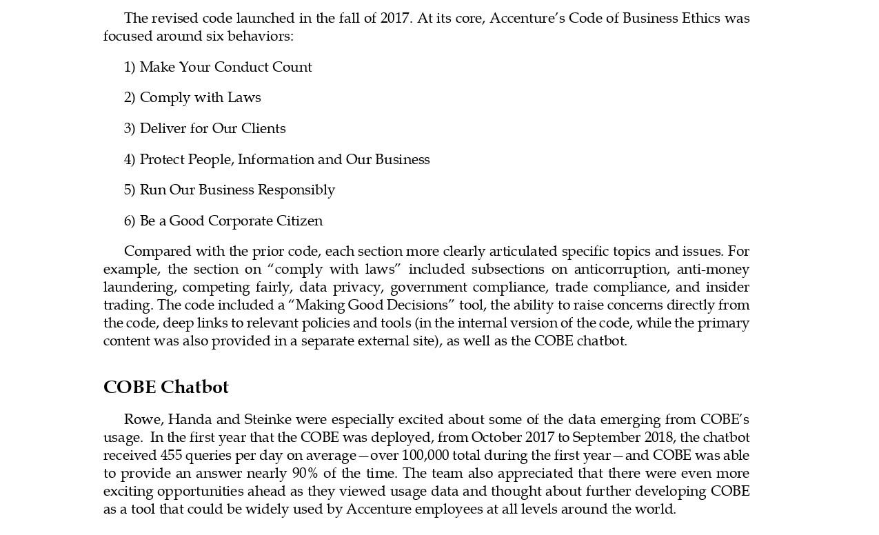 nature of its business and regulatory exposure, the Ethics \& Compliance leadership