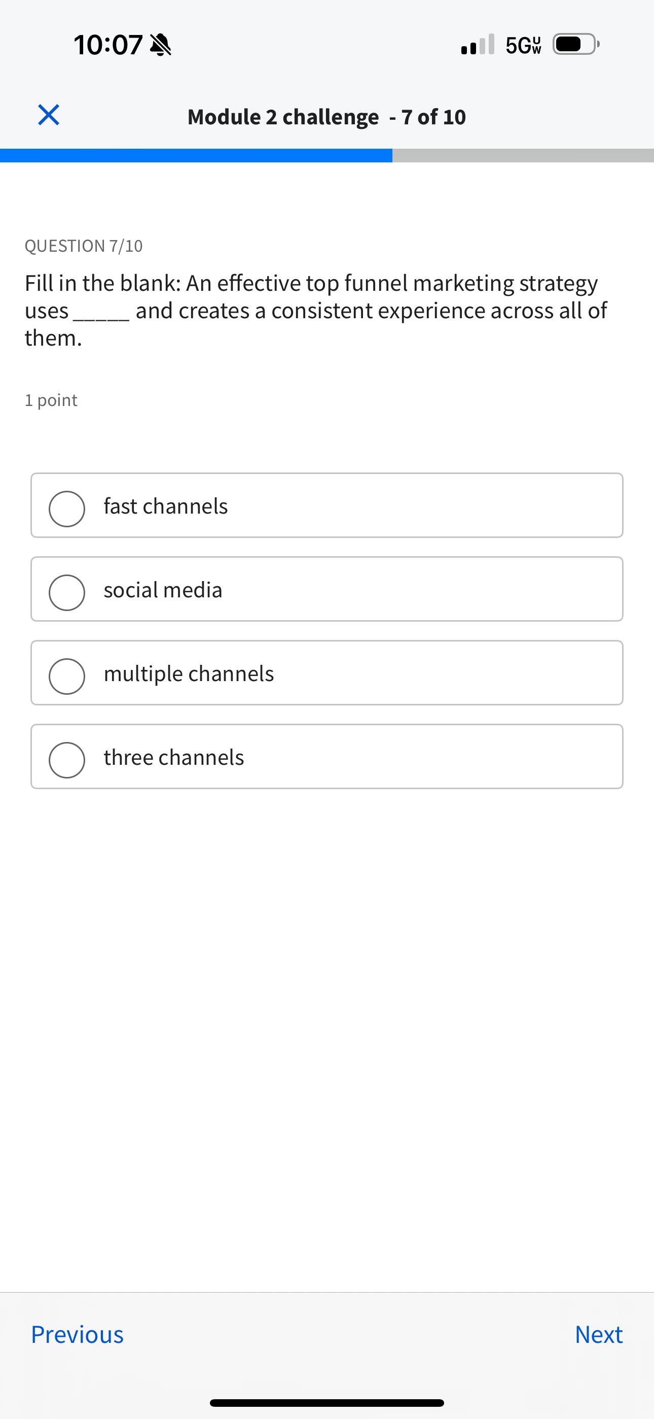 10:07 .5Gwu Module 2 challenge -7 of 10 QUESTION 7/10 Fill