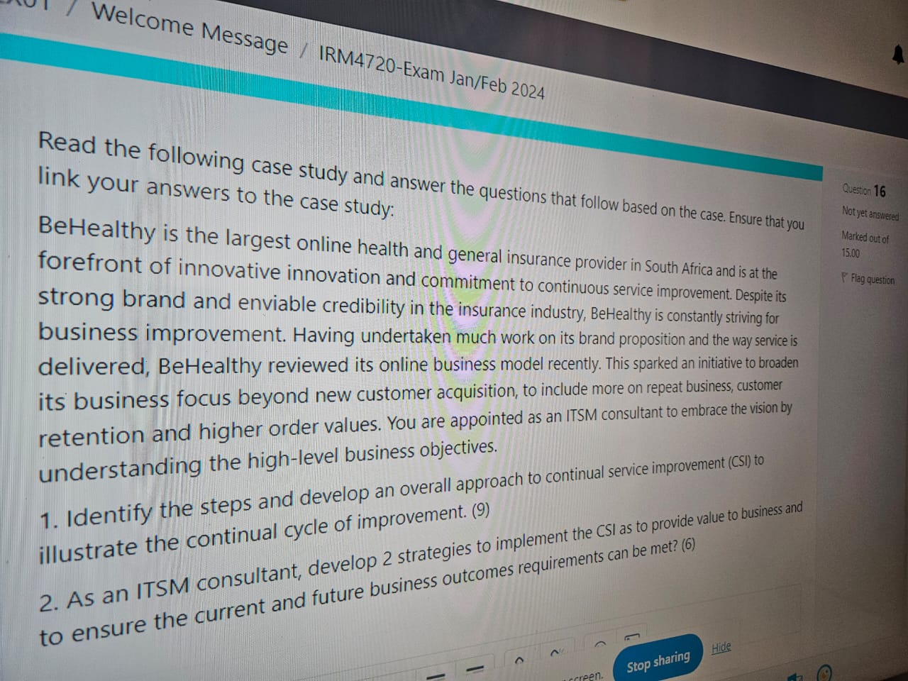  Read the following case study and answer the questions that follow