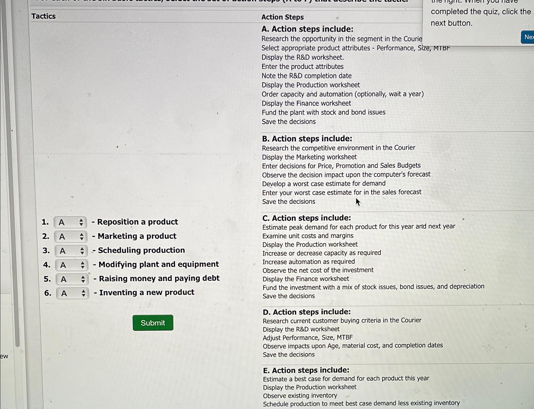  Tactics Action Steps A. Action steps include: Research the opportunity in