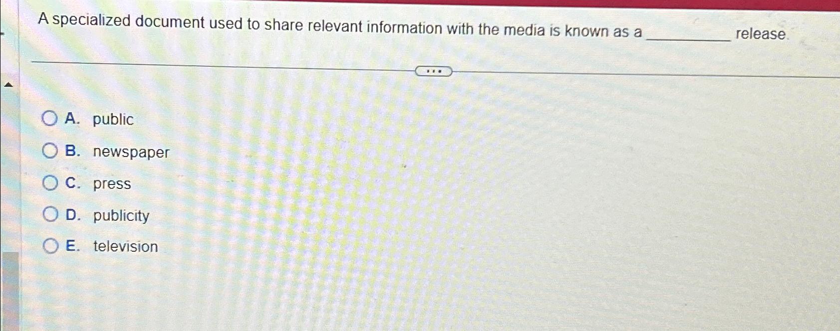  A specialized document used to share relevant information with the media