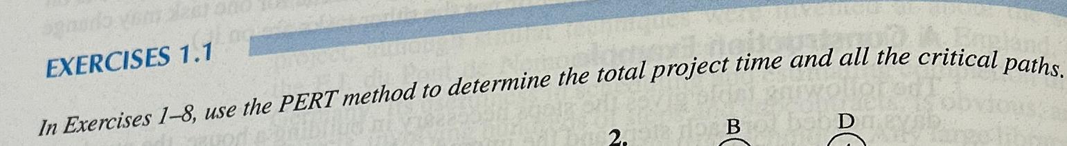  EXERCISES 1.1 In Exercises 1-8, use the PERT method to determine