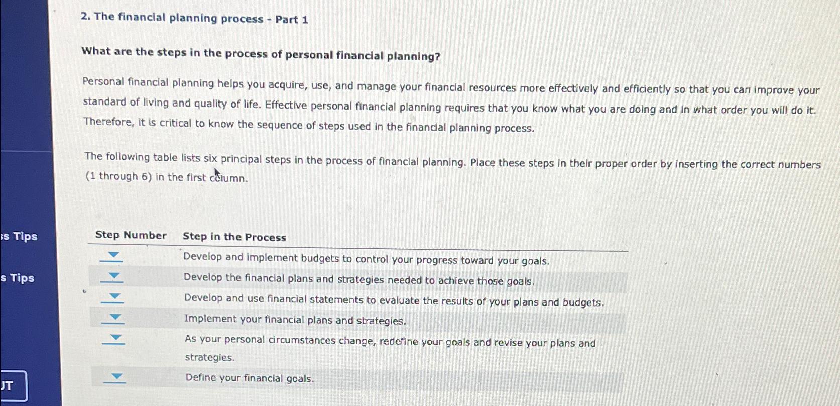  The financial planning process - Part 1 What are the steps