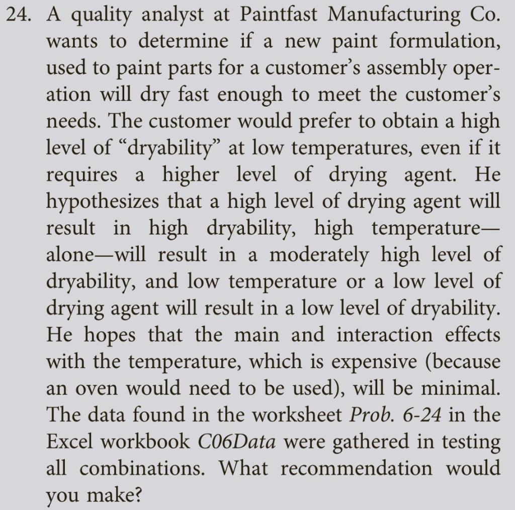 Problem 6-24 Paintfast Manufacturing Co. Description Name Low level High level