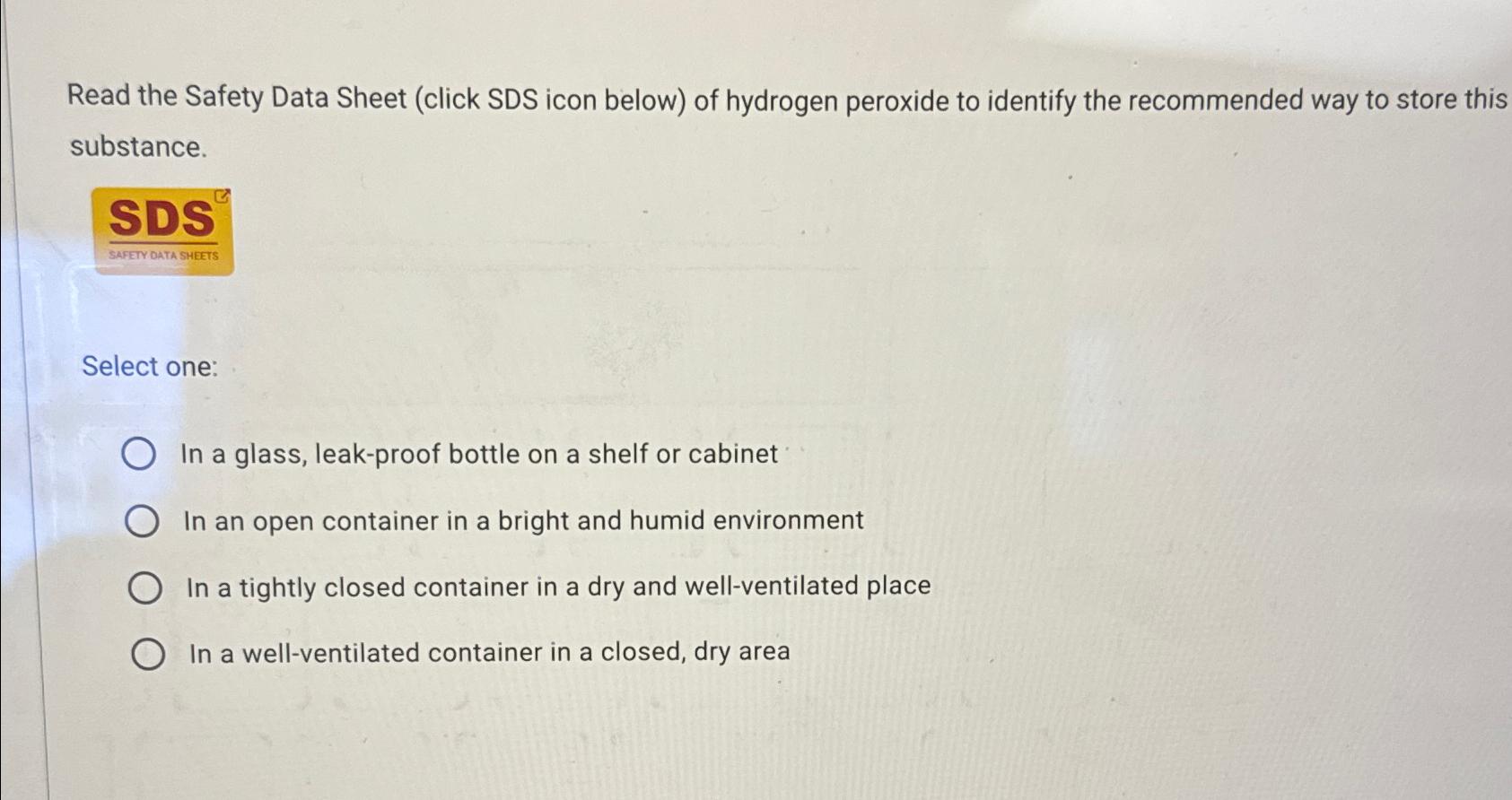  Read the Safety Data Sheet (click SDS icon below) of hydrogen