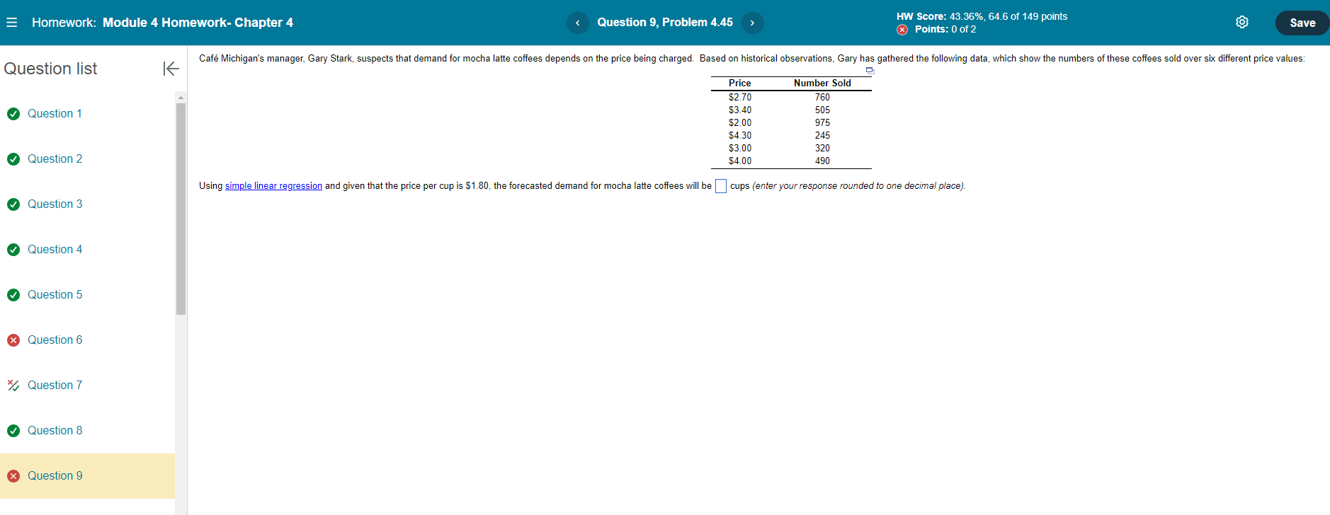 *Please use exact numbers Using simple linear regression and given that