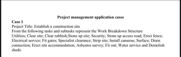  Project management application cases Case 1 Project Title: Establish a construction
