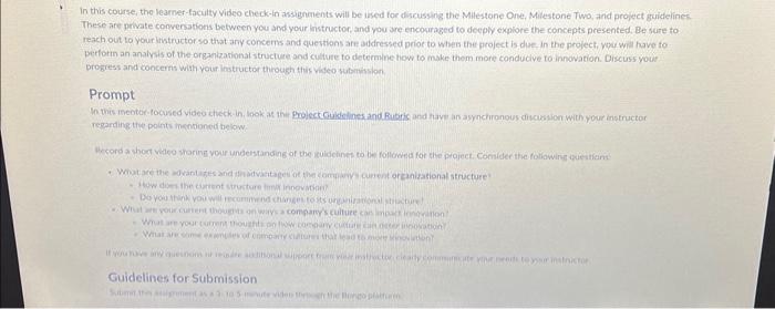  in this course, the learner-faculty video check-in absgnements will be ised