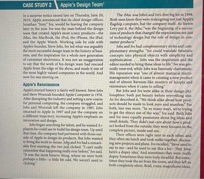LEARNING'S from the case. Using section headings and number your case questions/answers.