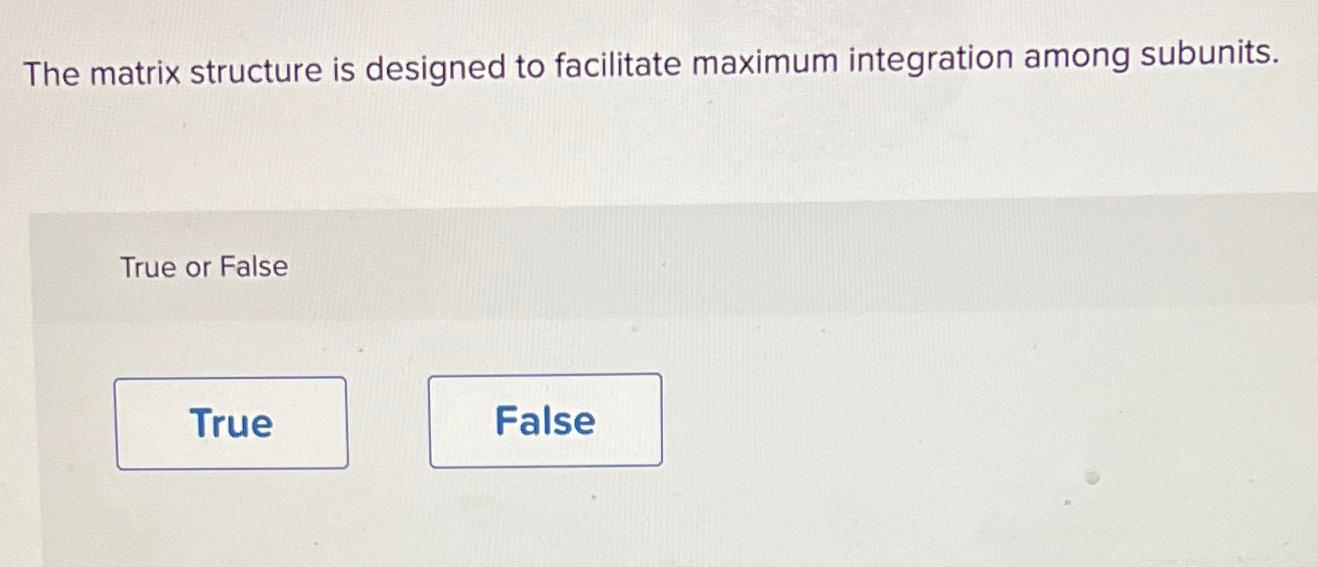  The matrix structure is designed to facilitate maximum integration among subunits.