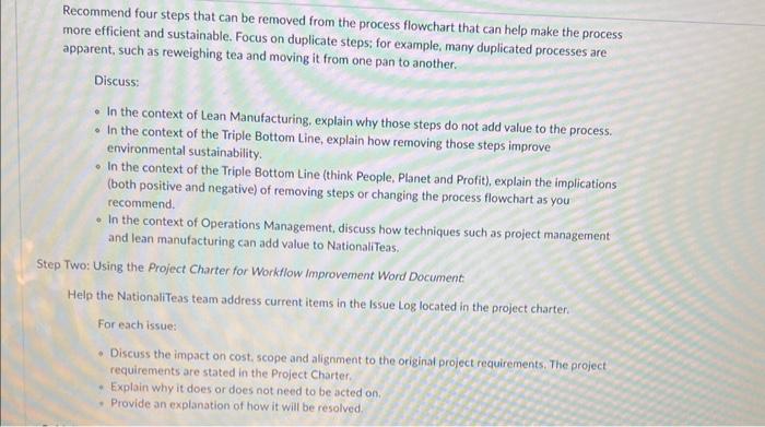 tea Production provide information needed to complete this assigment. You work as