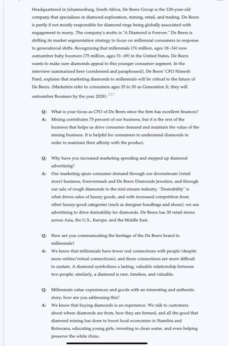 on De Beers Group Of Companies De Beers Shifts its Market Segmentation