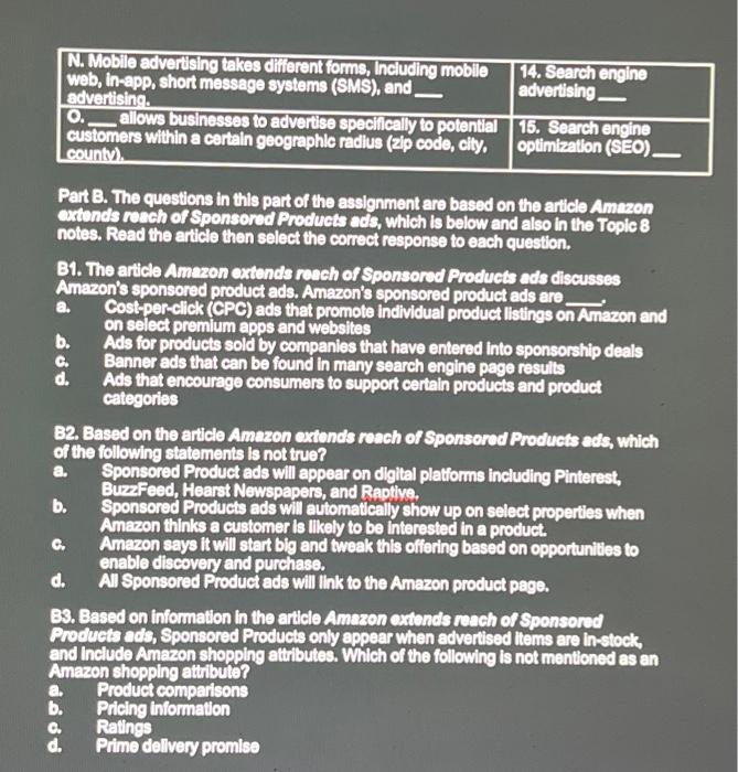 of Sponsored Products eds, which of the following claims is (are) made