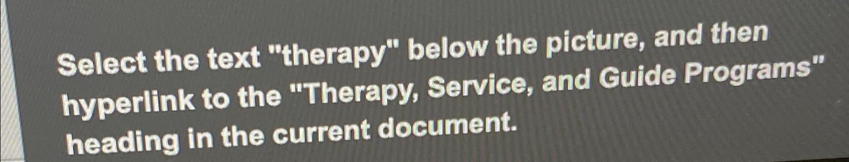  Select the text "therapy" below the picture, and then hyperlink to