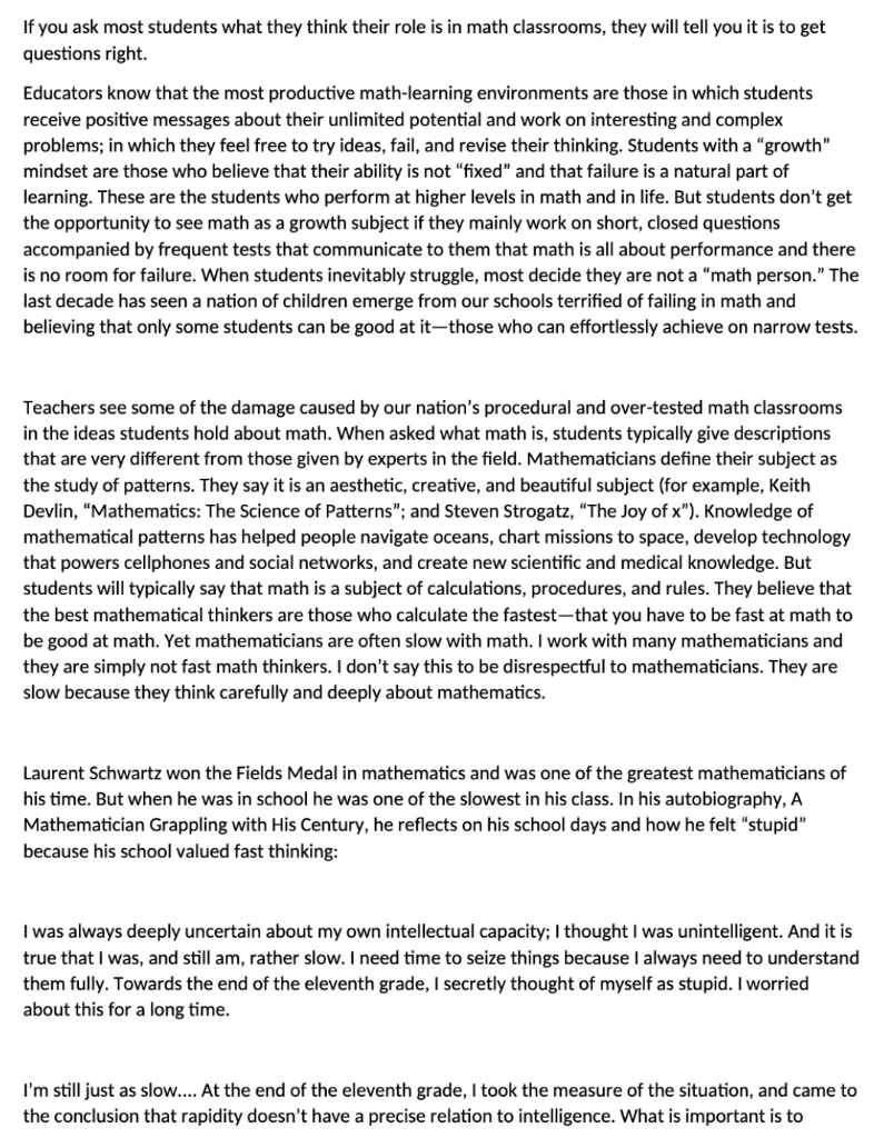 write what you think. Why do so many students hate math, fear