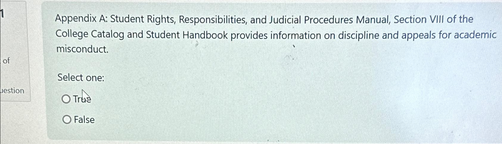  Appendix A: Student Rights, Responsibilities, and Judicial Procedures Manual, Section VIII