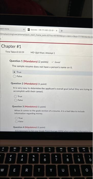  True False Question 2 (Mandatory) (1 point) It is very easy