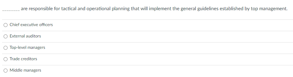are responsible for tactical and operational planning that will implement the