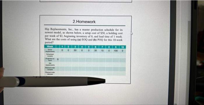 preceding product structure, master production schedule, and inventory status, develop a net