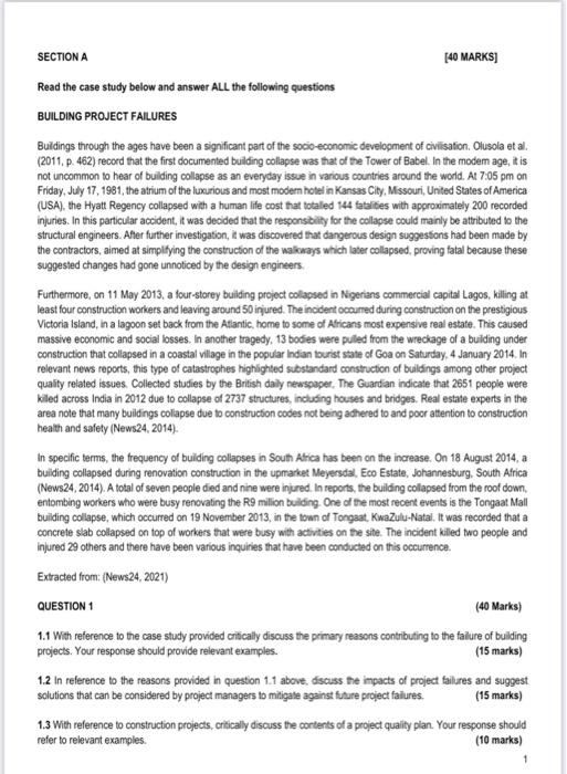  SECTION A [40 MARKS] Read the case study below and answer