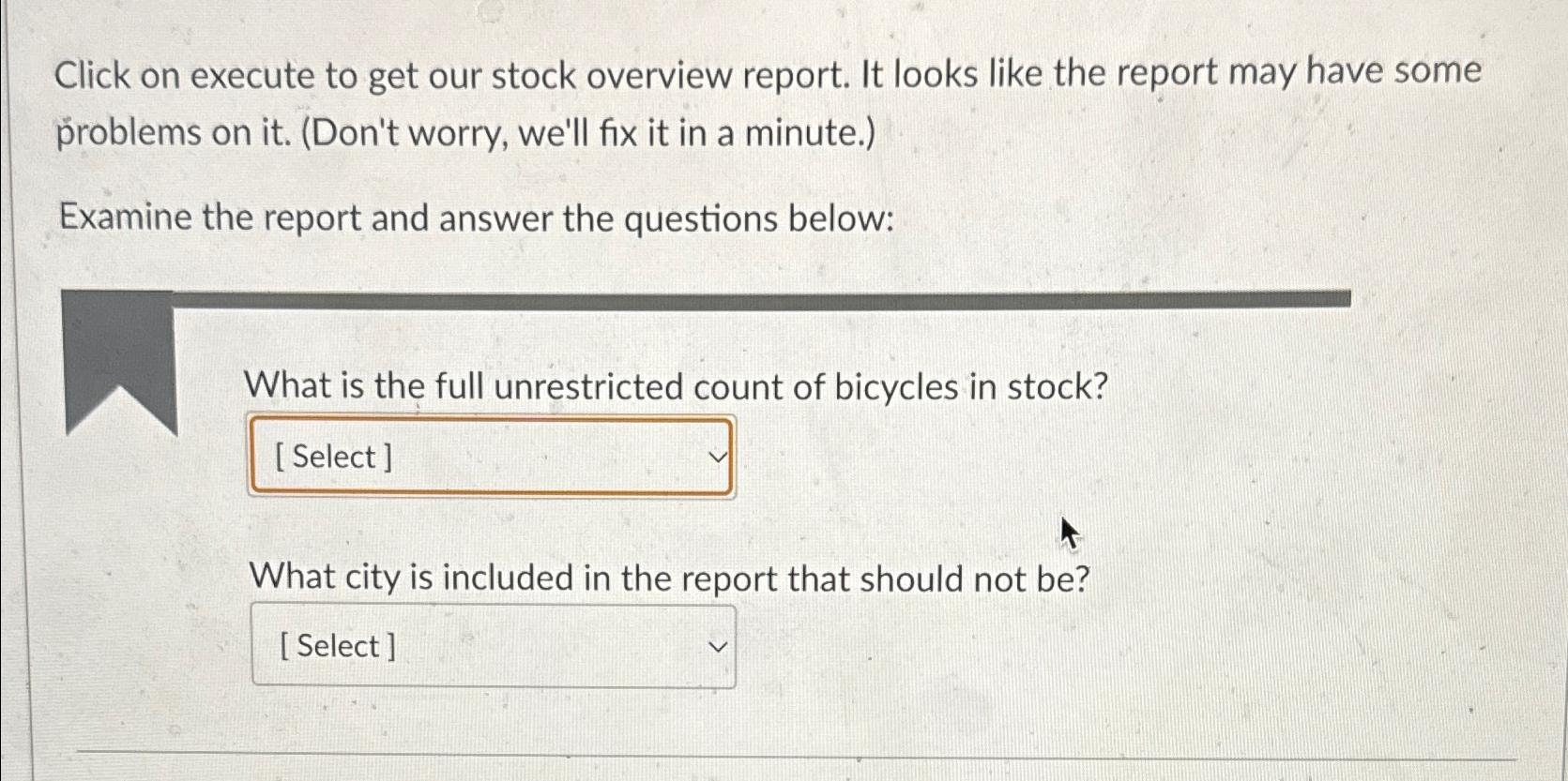  Click on execute to get our stock overview report. It looks