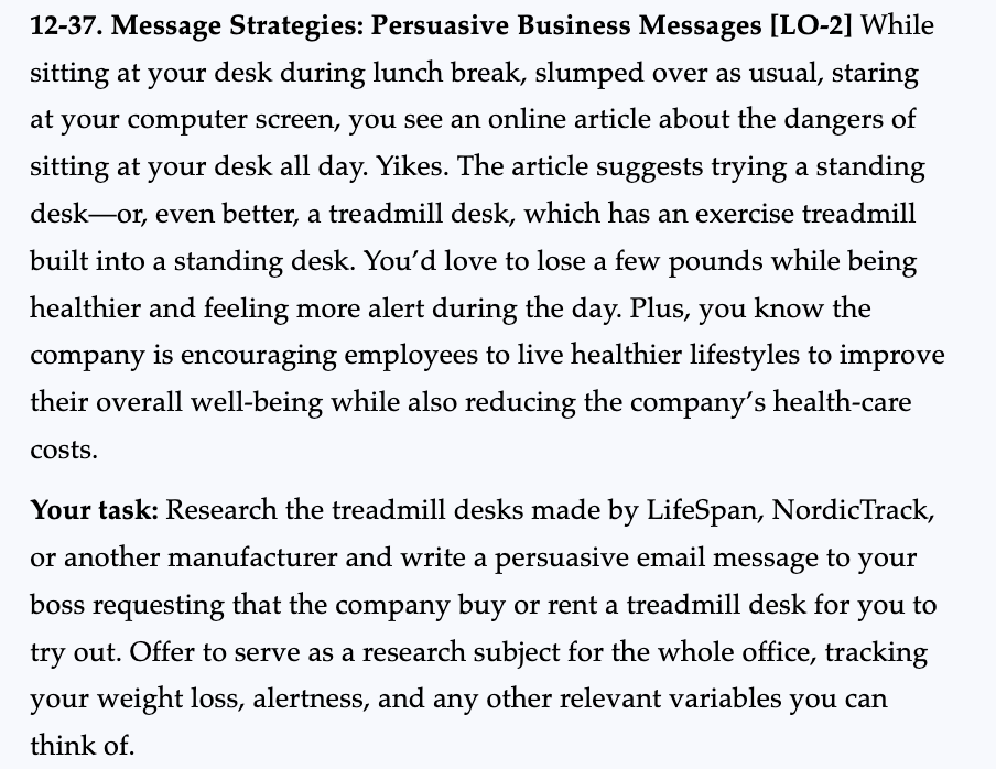 For this assignment, you can write about either a treadmill desk OR