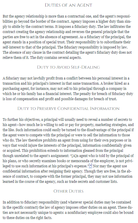 of a principal and an agent. Let's analyze this sequence of events