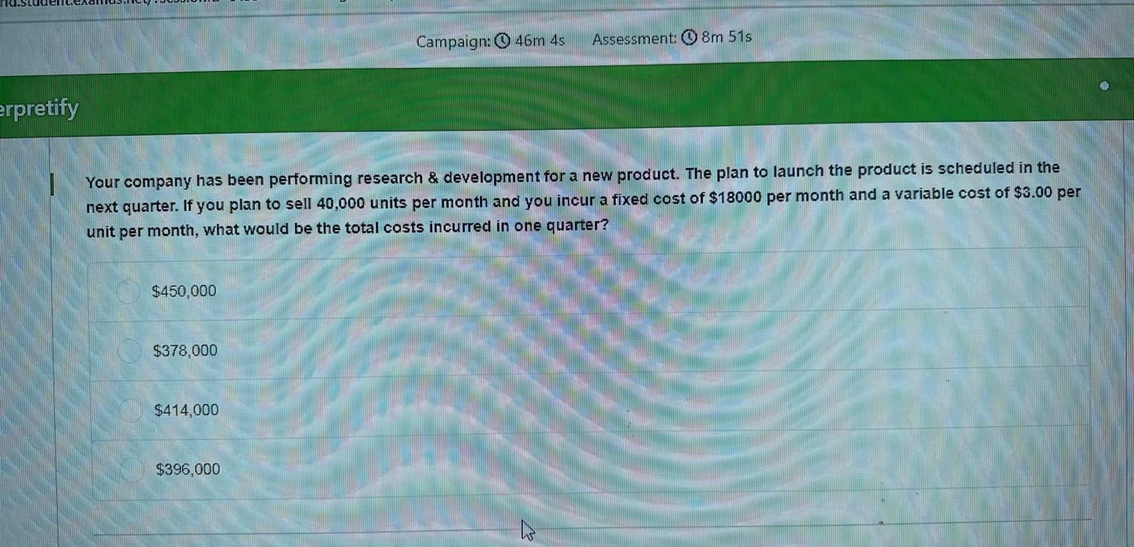 Your company has been performing research \& development for a new