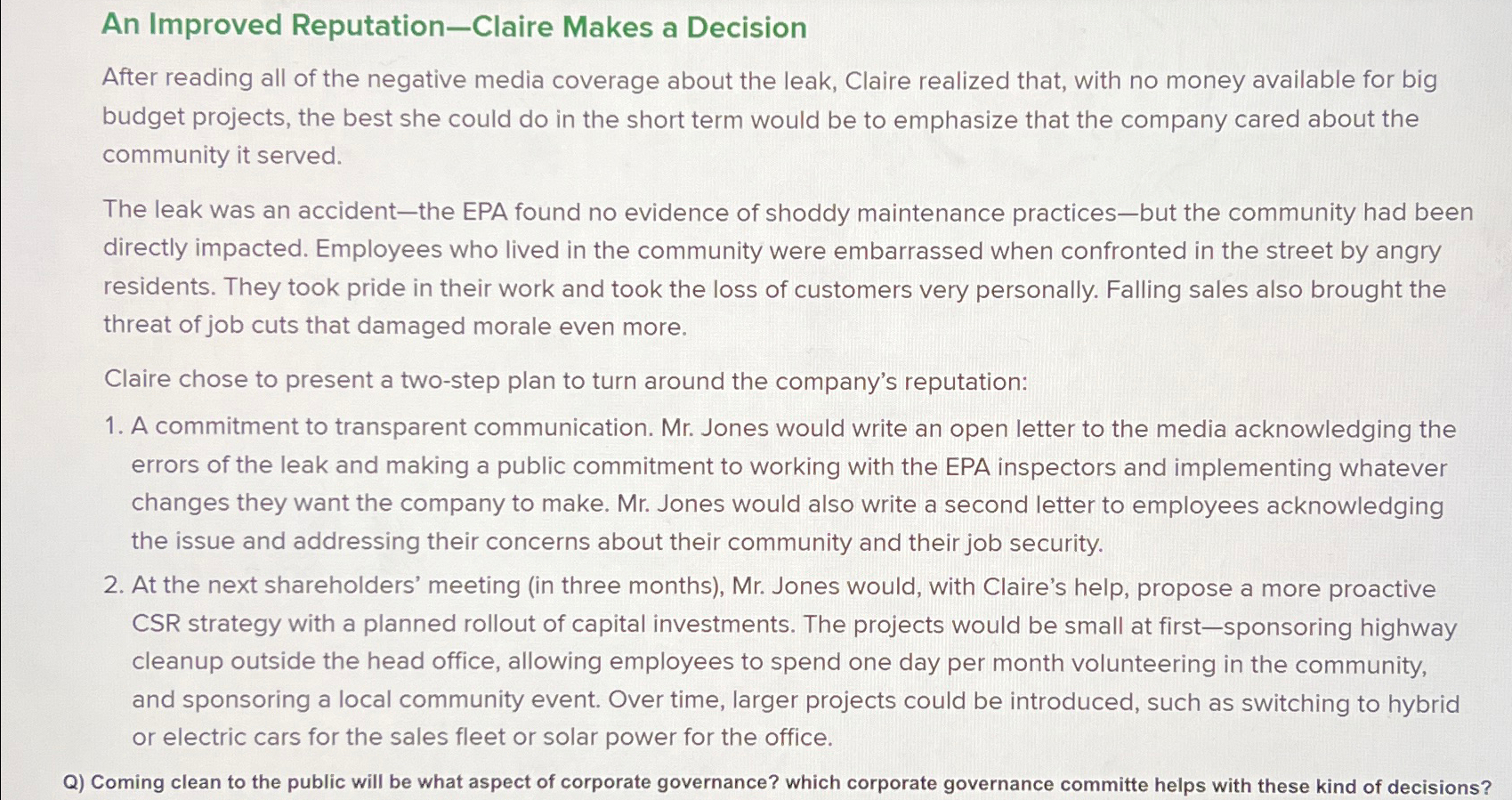  An Improved Reputation-Claire Makes a Decision After reading all of the