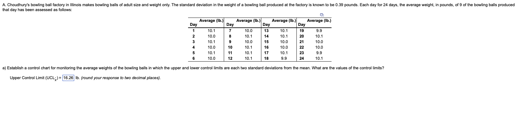 x chart are (round all intermediate calculations to three decimal places before