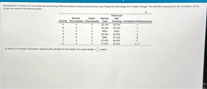 need help answering whole question a) Based on the given information regarding