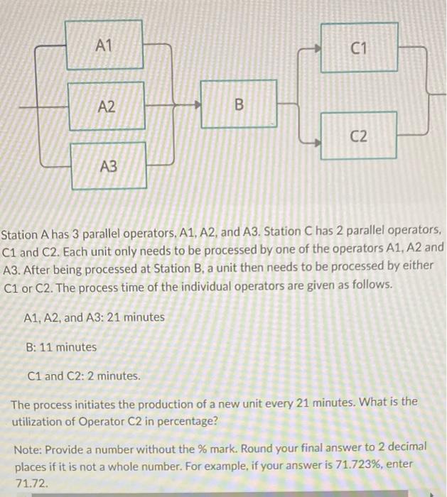  Station A has 3 parallel operators, A1, A2, and A3. Station